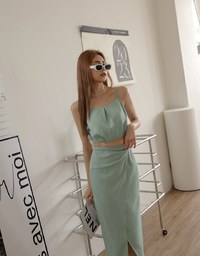 Chiffon Cami Top + Slit Skirt Set