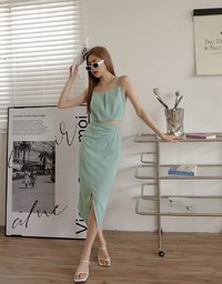 Chiffon Cami Top + Slit Skirt Set