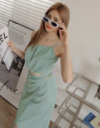 Chiffon Cami Top + Slit Skirt Set
