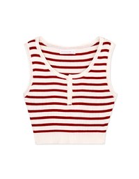 Striped Button Up Crop Tank Top