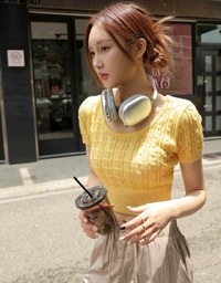 Braided Textured Short Sleeve Top