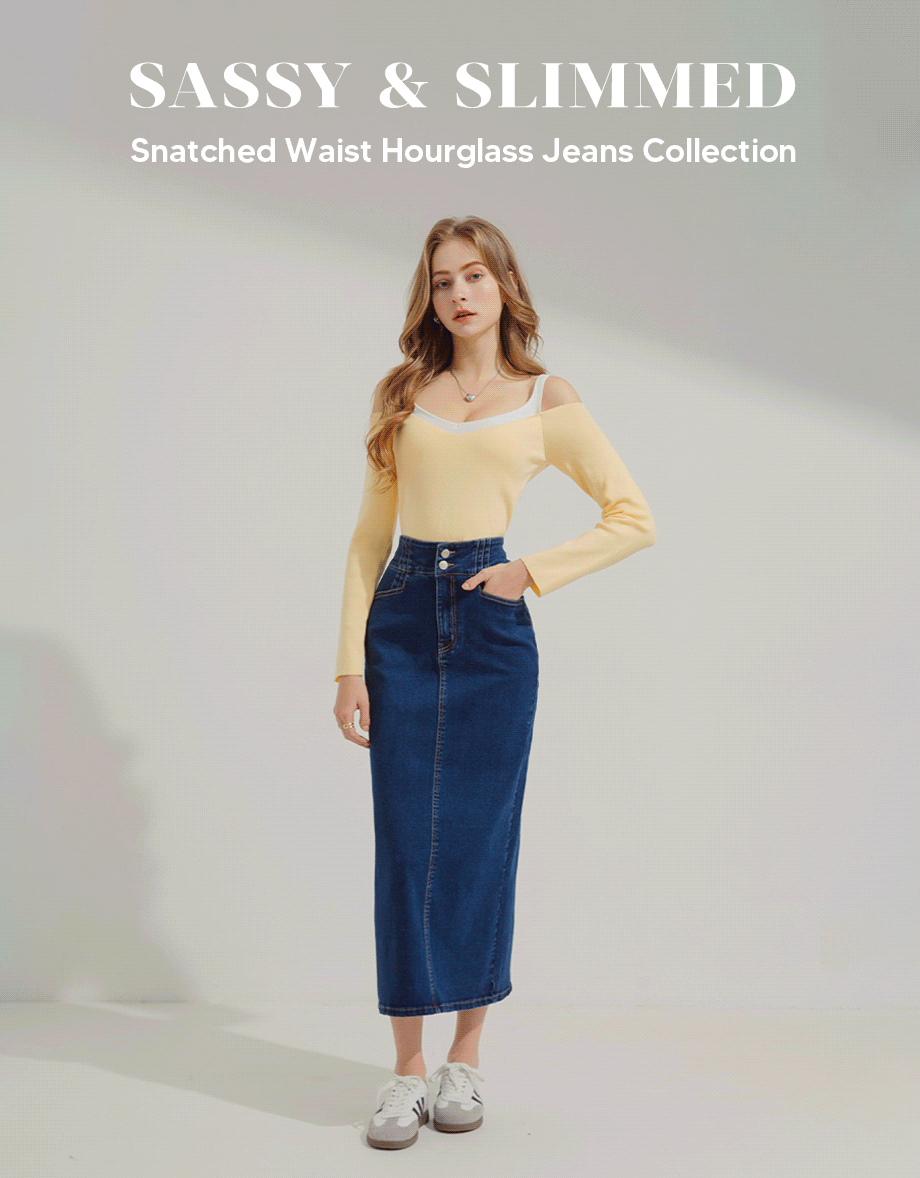 Mermaid Waistline Slit Denim Long Skirt
