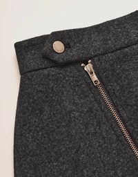 Casual Double-Zip Woolen Mini Skirt
