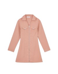 Peach Velvet Zipper Short Dress