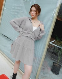 Comfortable Hooded Skirt Suit