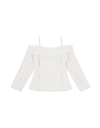 Off Shoulder Thin Strap Ruffled Hem Top