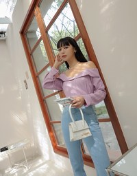Off Shoulder Thin Strap Ruffled Hem Top