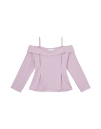 Off Shoulder Thin Strap Ruffled Hem Top