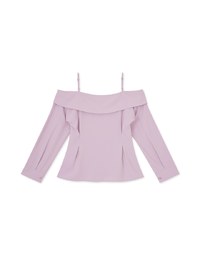 Off Shoulder Thin Strap Ruffled Hem Top