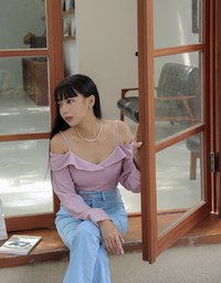 Off Shoulder Thin Strap Ruffled Hem Top