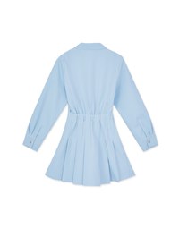 Snap Button Pleated Shirt Mini Dress
