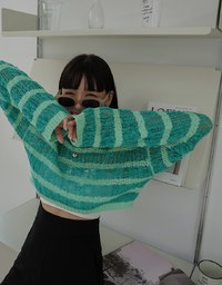 Two Tone Cropped Knit Top
