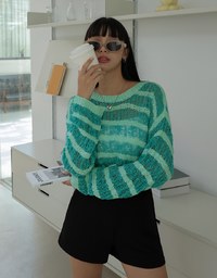 Two Tone Cropped Knit Top