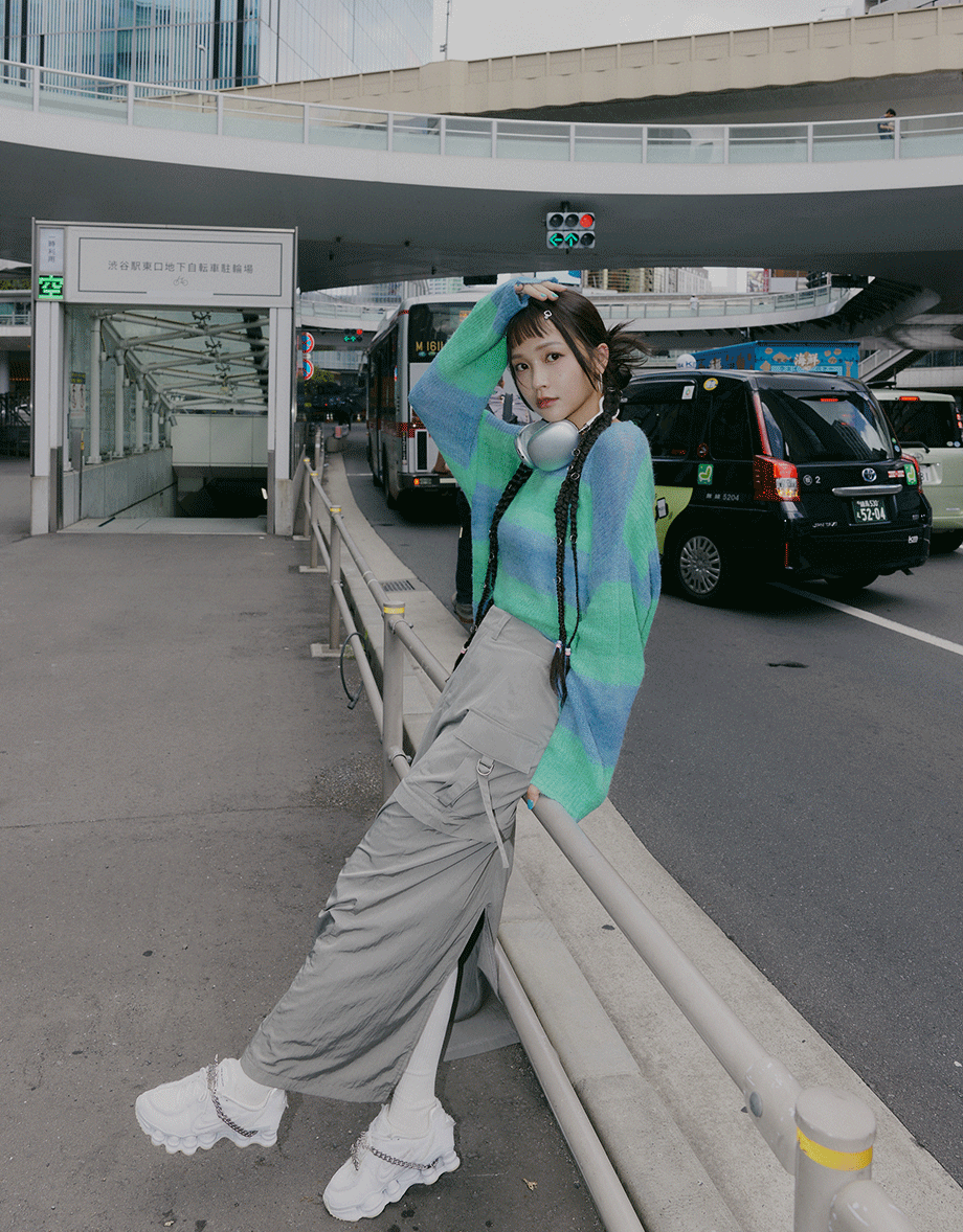 【SHIUAN'S DESIGN】Colorful Two Tone Loose Knit Top