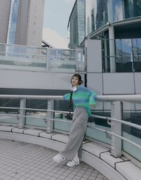 【SHIUAN'S DESIGN】Colorful Two Tone Loose Knit Top
