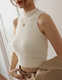 Plush Knitted Crop Tank Top