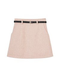 Glitter Tweed Mini Skirt (With Belt)