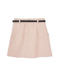 Glitter Tweed Mini Skirt (With Belt)