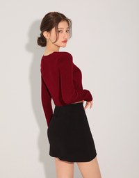 Mixed Material Splice Leather Skirts