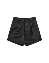 K-pop Tummy Control Leather Slit Skort