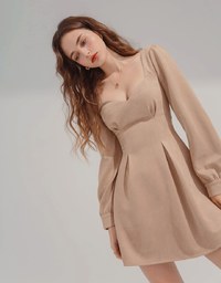 Elegant Heart Neck Suede Mini Dress