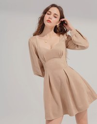 Elegant Heart Neck Suede Mini Dress