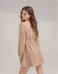 Elegant Heart Neck Suede Mini Dress