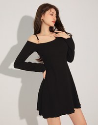 One Shoulder Lettuce Edge Mini Dress (With Padding)