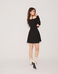 One Shoulder Lettuce Edge Mini Dress (With Padding)