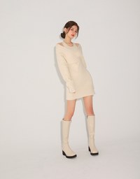 Cut Out Shoulder Splice Bodycon Dress