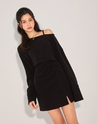 Two-Piece Off Shoulder Slit Dress