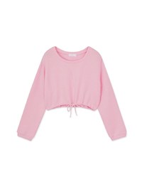 Slant Shoulder Casual Drawstring Top