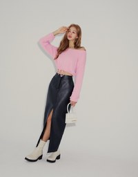 Slant Shoulder Casual Drawstring Top
