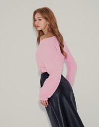Slant Shoulder Casual Drawstring Top