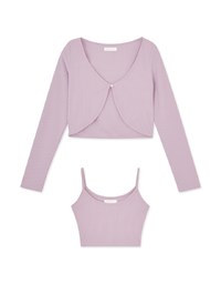Two Piece Silver Button Ribbed Top