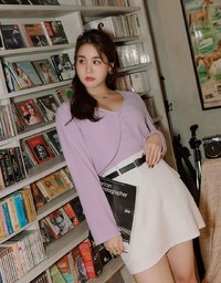 Two Piece Silver Button Ribbed Top