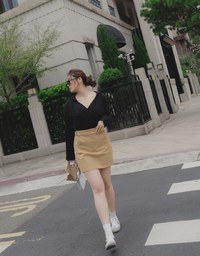 V Neck Overlap Ribbed Hoodie Top