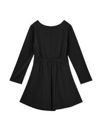 Elegant Square Neck Side Scrunch Mini Dress