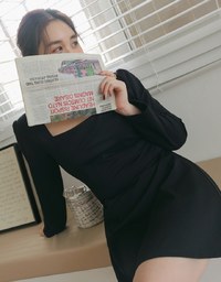 Elegant Square Neck Side Scrunch Mini Dress