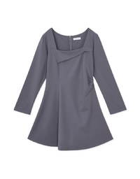 Elegant Square Neck Side Scrunch Mini Dress