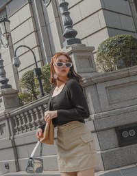 Faux 2 Piece Zip Knitted Top