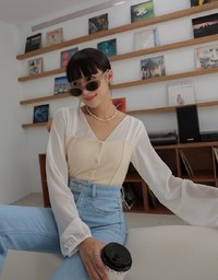 Chiffon Sheer Patchwork Top