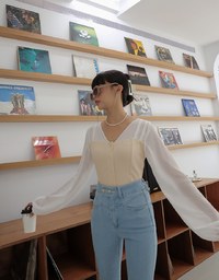 Chiffon Sheer Patchwork Top