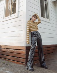 【ᴍᴇɪɢᴏ's Design】Fashionable Matte Leather Wide Pants