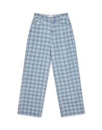 Checkerboard Denim Wide Pants