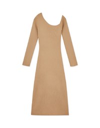 Slant Shoulder Back Slit Bodycon Maxi Dress (With Padding)