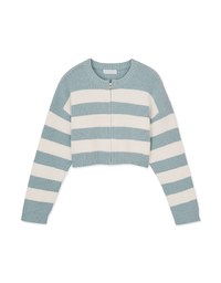 Pink Striped Zipper Knit Top