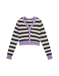 Love Button Striped Color Knitted Top