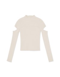 Half Turtleneck Sleeve Cutout Top