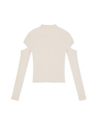 Half Turtleneck Sleeve Cutout Top